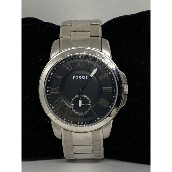 Fossil Grant FS4973 Men's Stainless Steel Analog Black Dial Quartz Watch XR914 - Picture 3 of 12